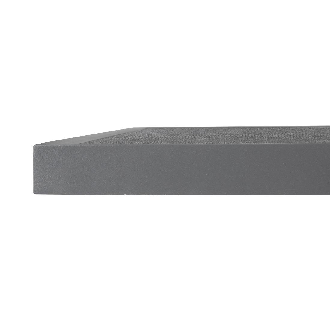 Bolero Black Brushed Mix Outdoor Tempered Glass Table Top Square Grey Trim 700mm - Image 4