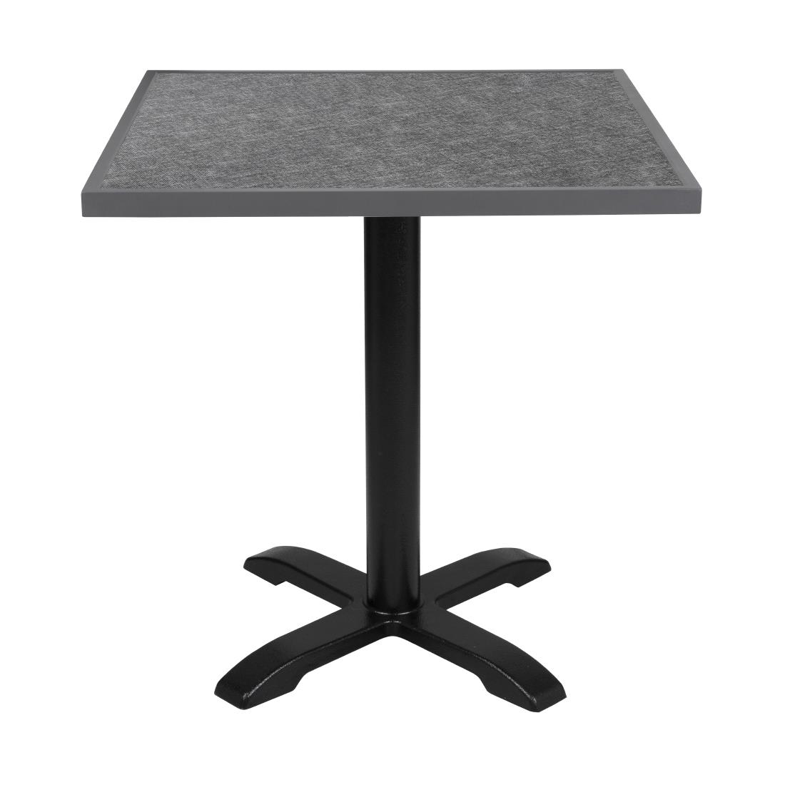 Bolero Black Brushed Mix Outdoor Tempered Glass Table Top Square Grey Trim 700mm - Image 5