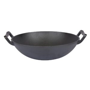 Dexam School of Wok Pre-Seasoned Cast Iron Flat Base Wok 300mm