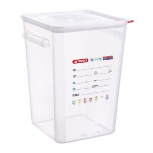 Araven Squared Transparent Polypropylene Container with Lid 22Ltr