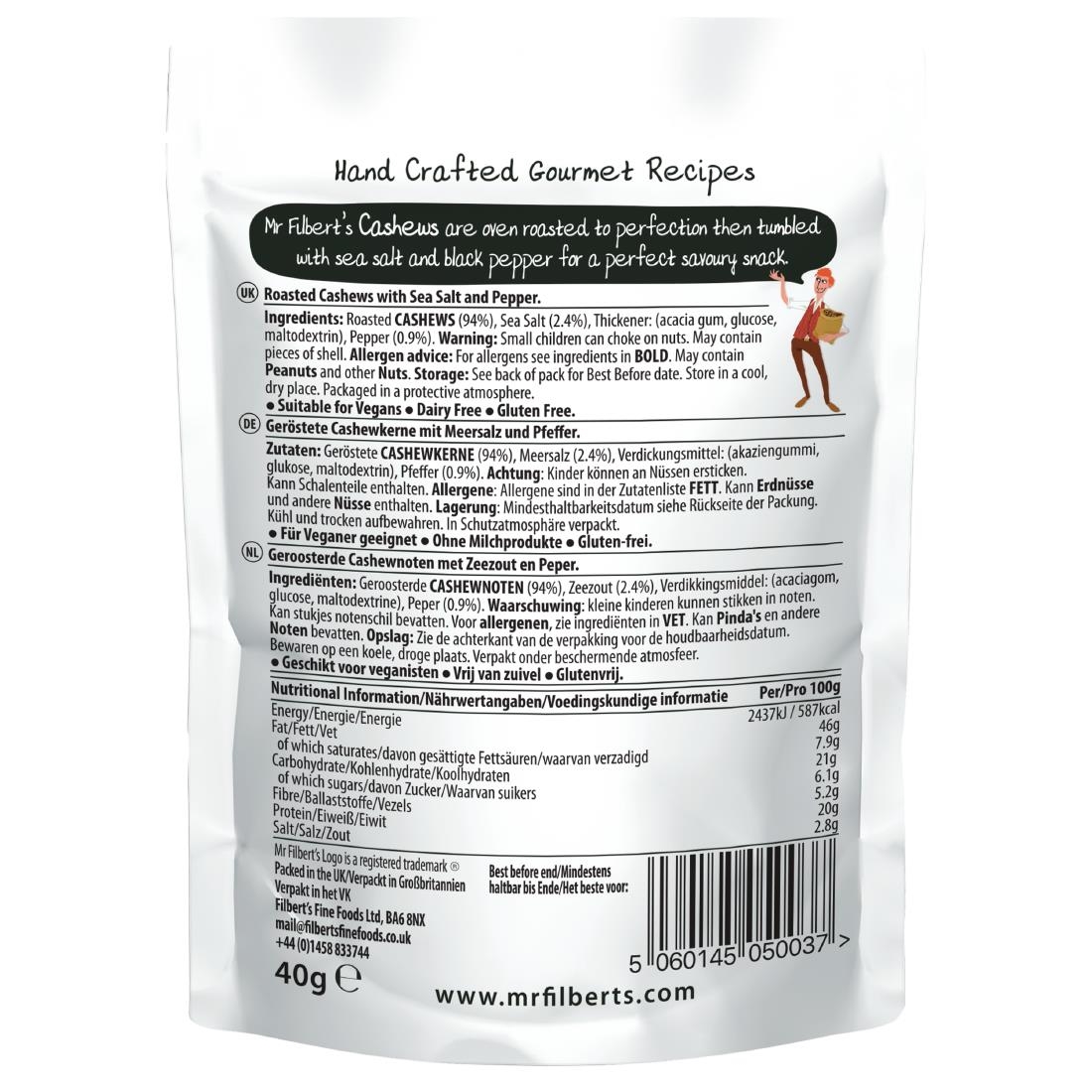 Mr Filbert's Salt & Pepper Cashews 40g (20 Pack) - Image 2