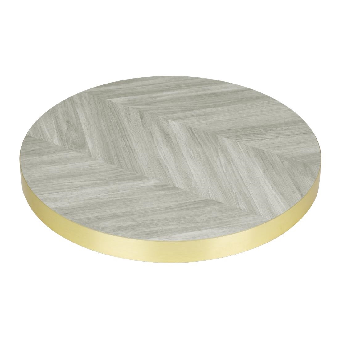 Bolero Pre-Drilled Round Table Top Chevron Design 600mm - Image 2