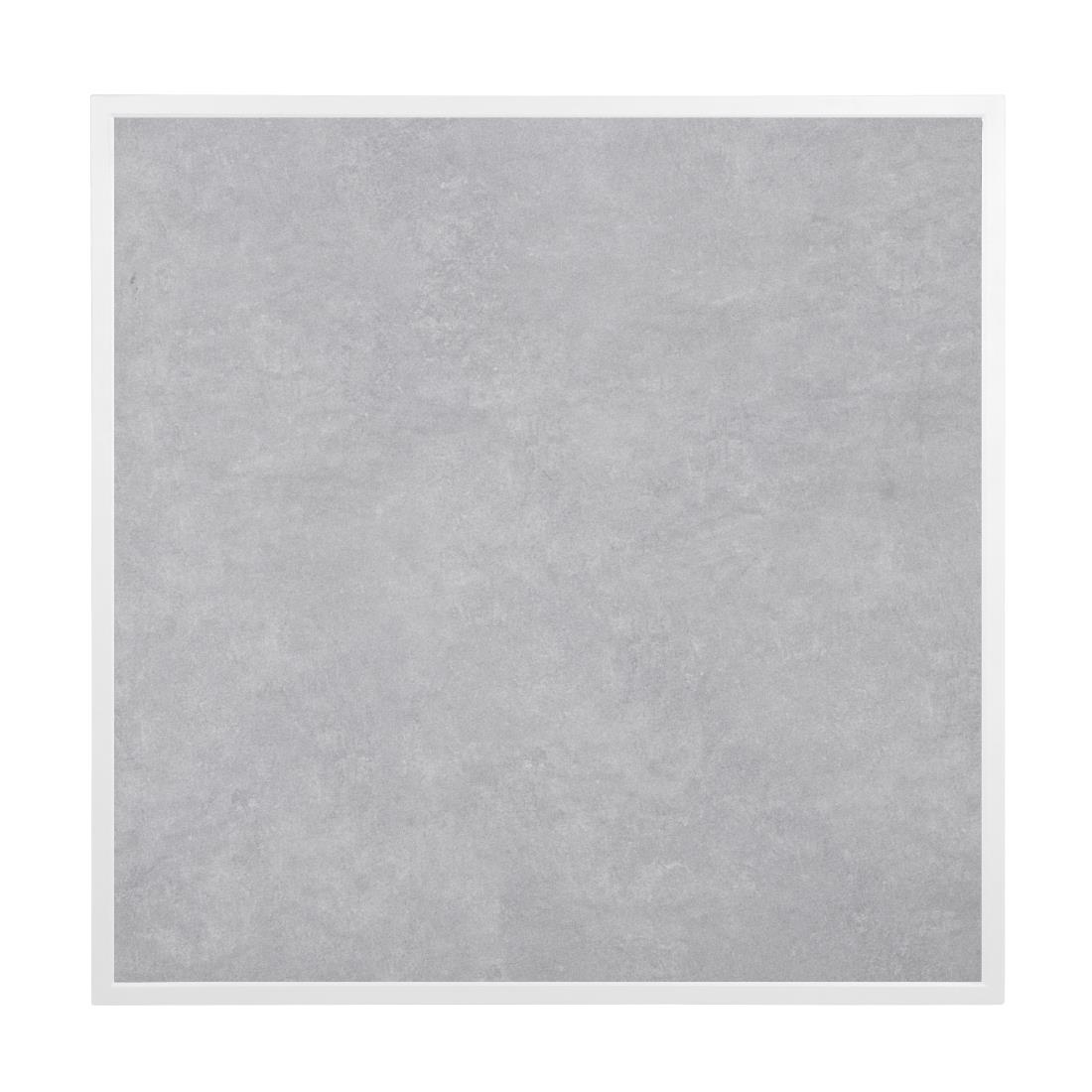 Bolero Light Grey Stone Effect Outdoor Tempered Glass Table Top White Trim 700mm