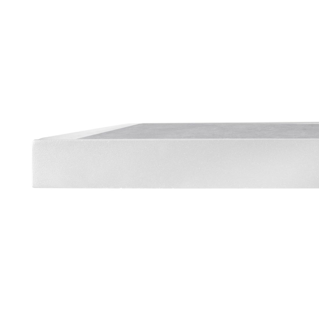 Bolero Light Grey Stone Effect Outdoor Tempered Glass Table Top White Trim 700mm - Image 4
