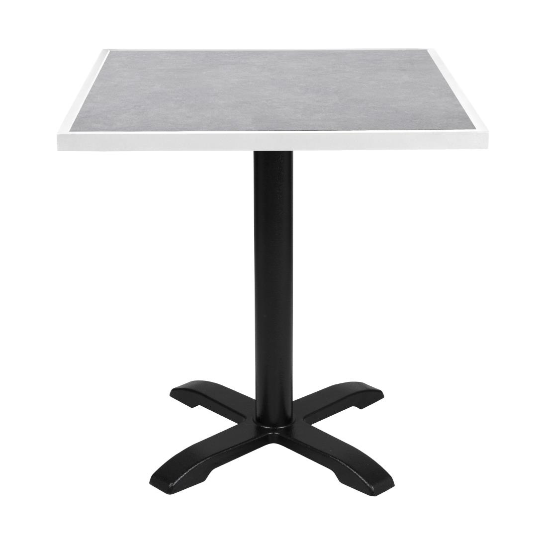 Bolero Light Grey Stone Effect Outdoor Tempered Glass Table Top White Trim 700mm - Image 5