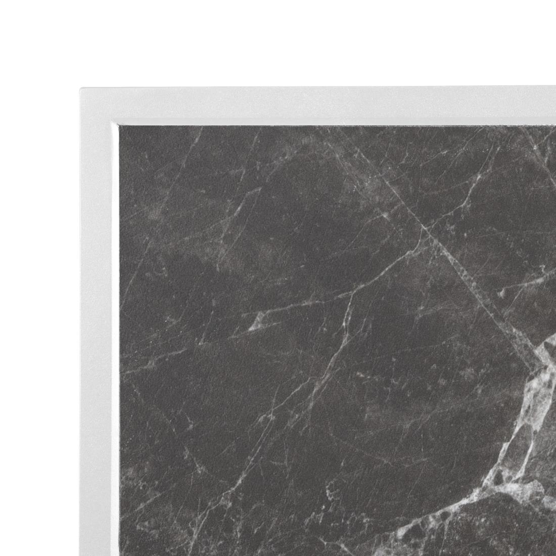 Bolero Dark Granite Effect Outdoor Tempered Glass Table Top White Trim 700mm - Image 3