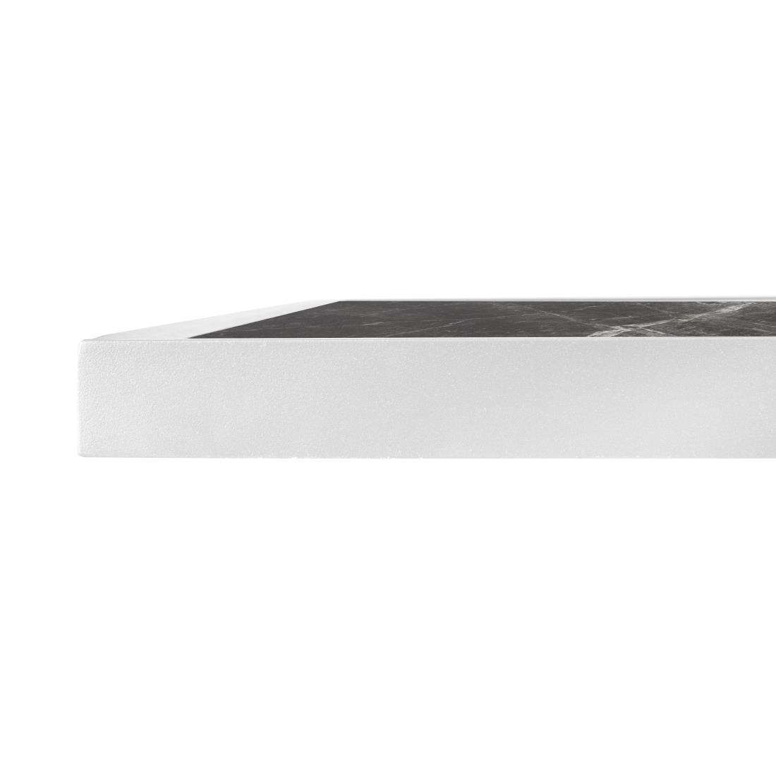Bolero Dark Granite Effect Outdoor Tempered Glass Table Top White Trim 700mm - Image 4