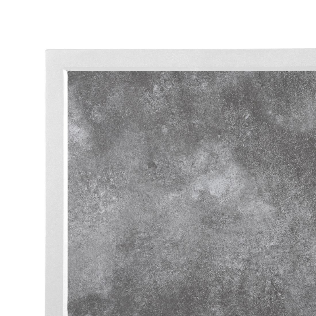 Bolero Dark Stone Effect Outdoor Tempered Glass Table Top White Trim - 700mm - Image 3