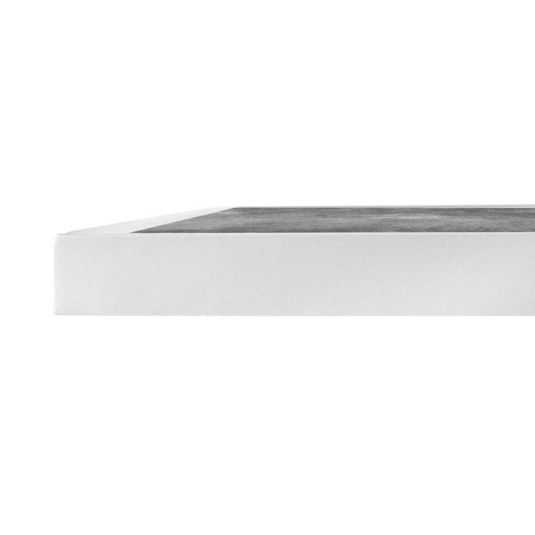 Bolero Dark Stone Effect Outdoor Tempered Glass Table Top White Trim - 700mm - Image 4