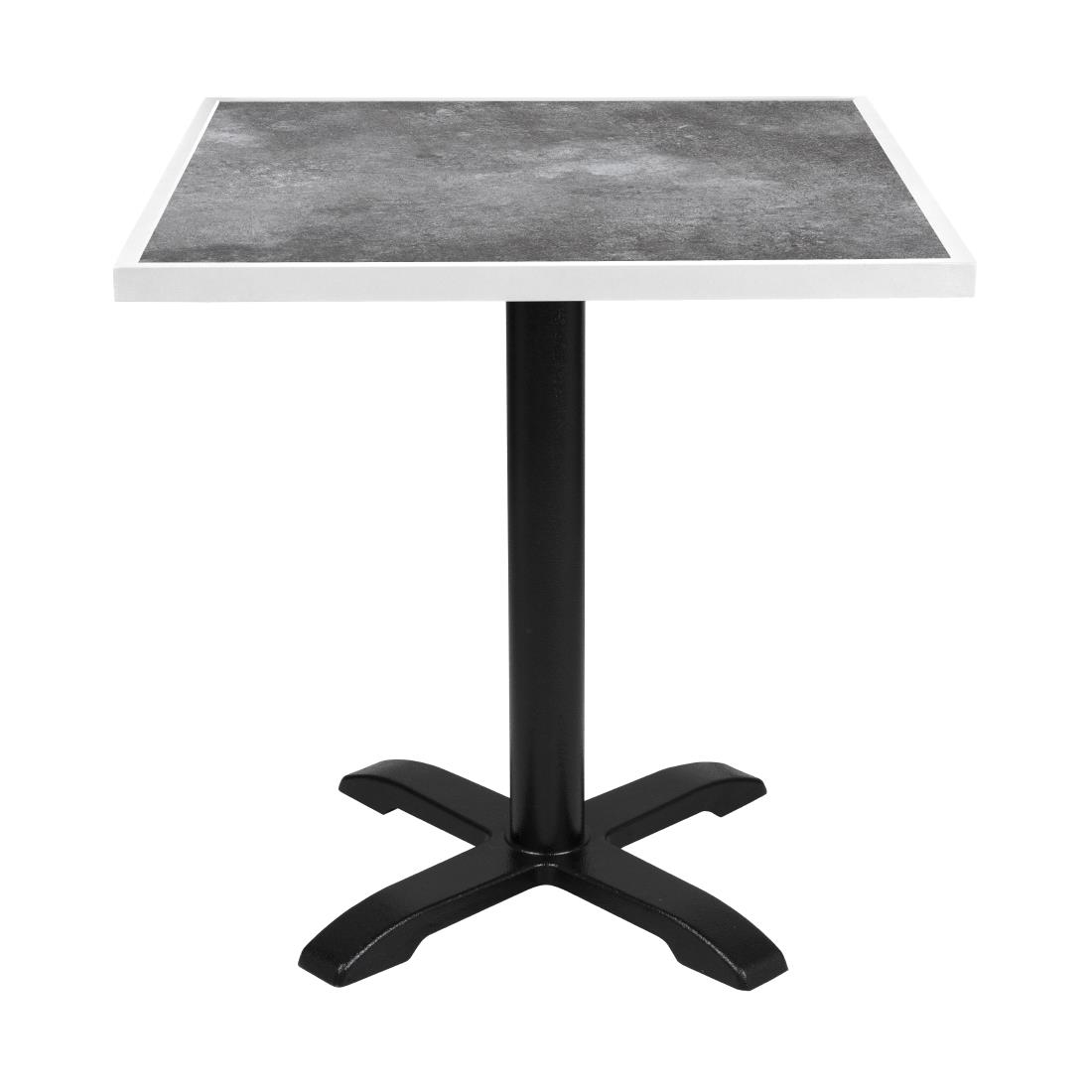 Bolero Dark Stone Effect Outdoor Tempered Glass Table Top White Trim - 700mm - Image 5