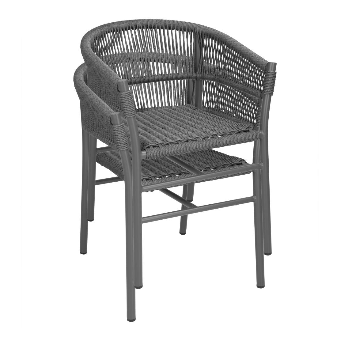 Bolero Florence Grey Mix Rope Twist Wicker Chairs (2 Pack) - Image 4