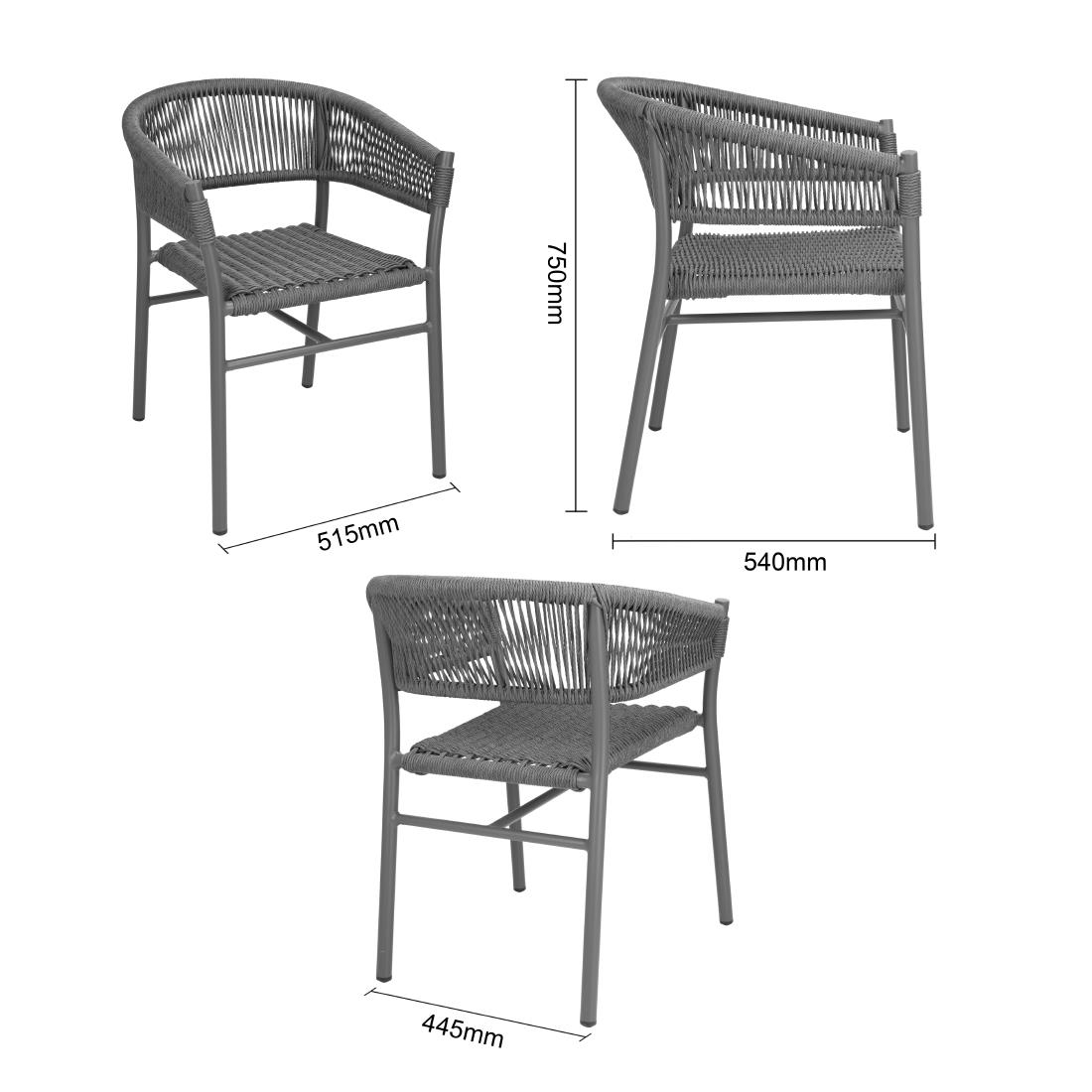 Bolero Florence Grey Mix Rope Twist Wicker Chairs (2 Pack) - Image 6