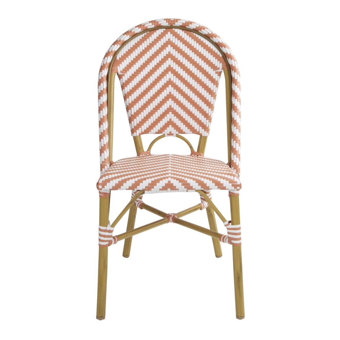 Bolero Parisian Style Rattan Side Chair Coral (2 Pack) - Image 2