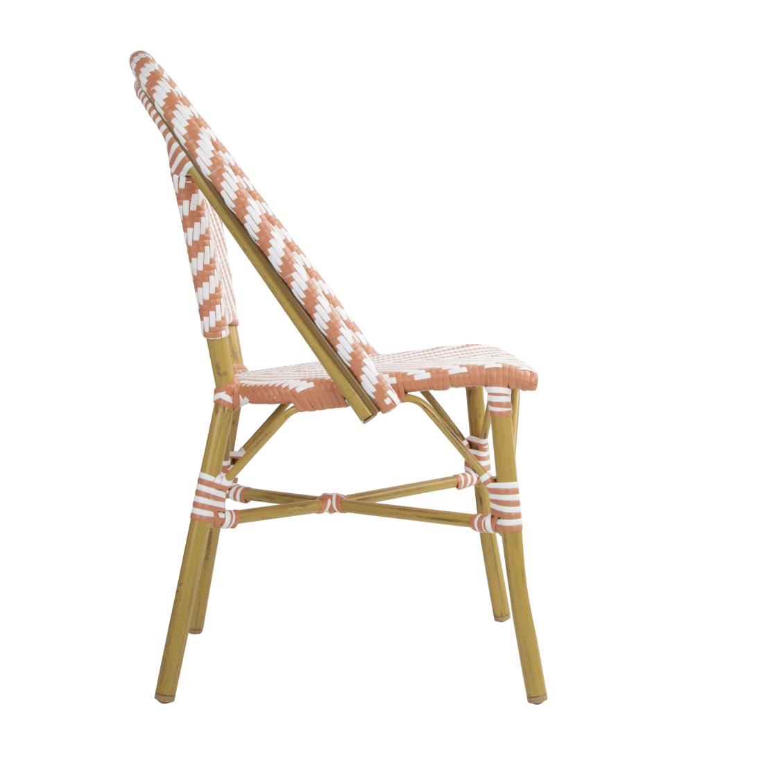 Bolero Parisian Style Rattan Side Chair Coral (2 Pack) - Image 3