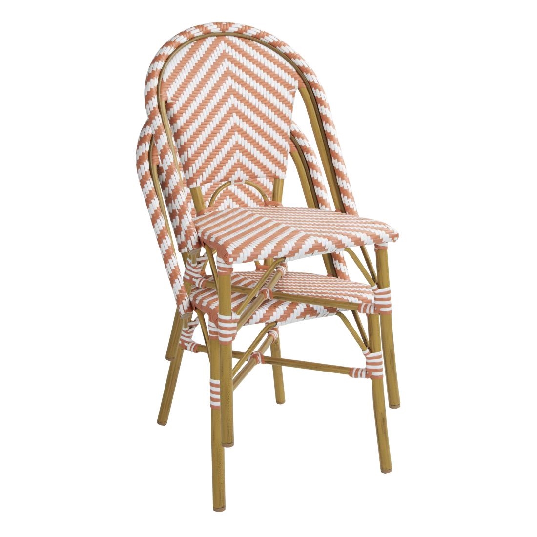 Bolero Parisian Style Rattan Side Chair Coral (2 Pack) - Image 6