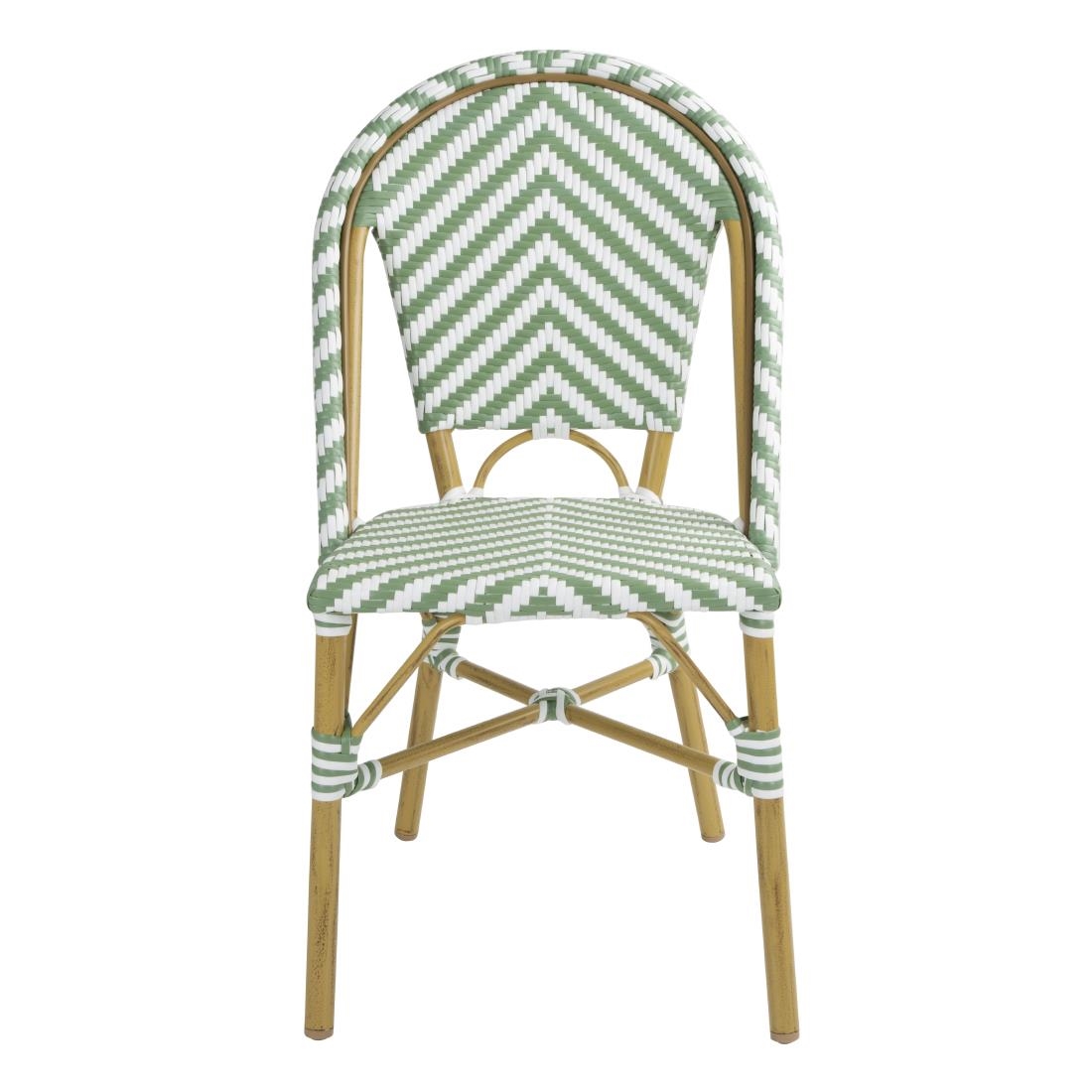 Bolero Parisian Style Rattan Side Chair Light Green (2 Pack) - Image 2