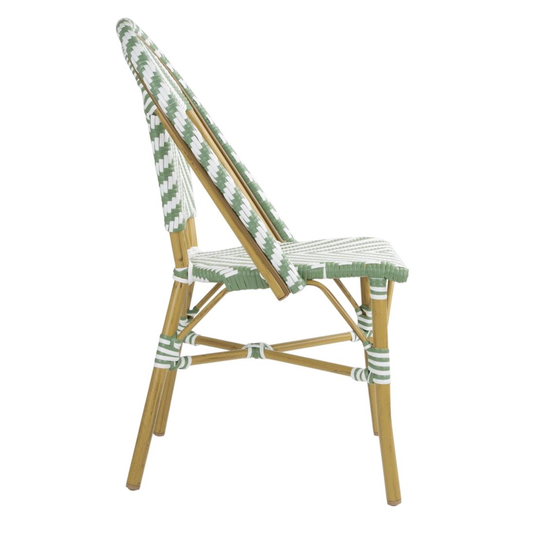 Bolero Parisian Style Rattan Side Chair Light Green (2 Pack) - Image 3