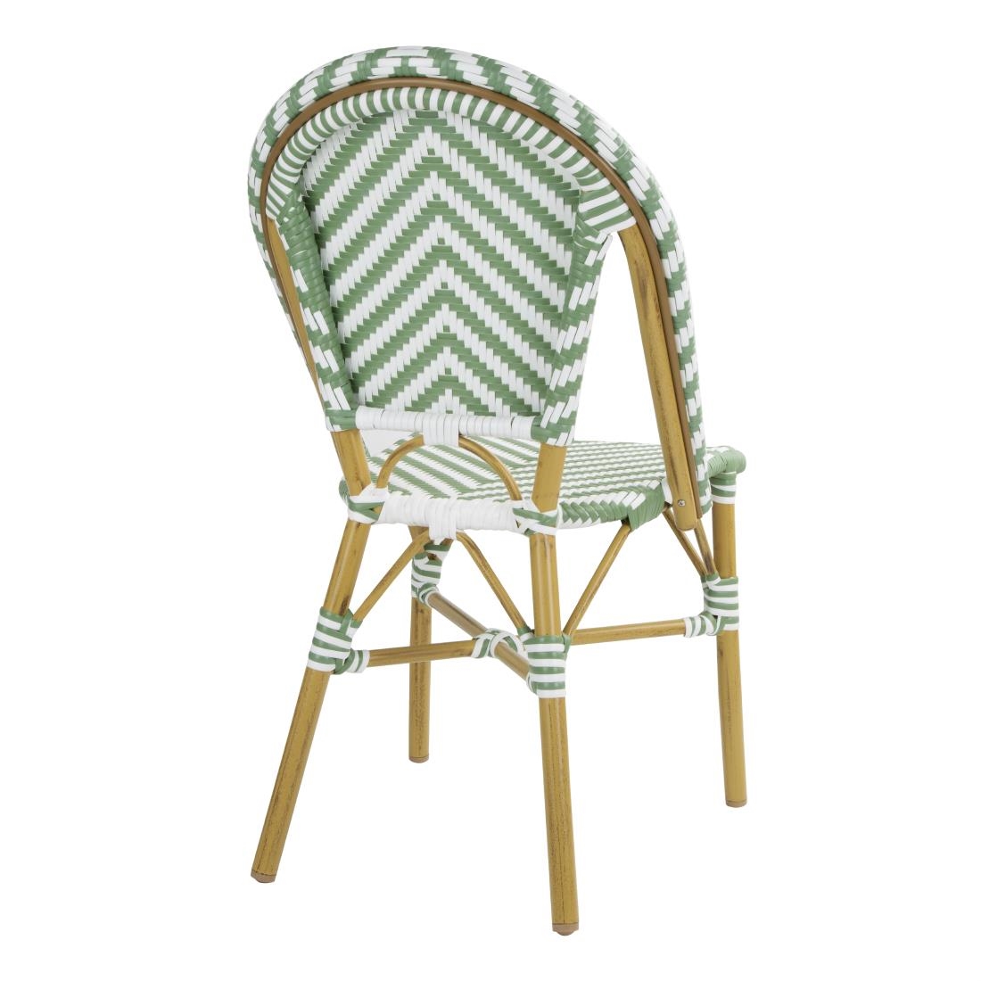 Bolero Parisian Style Rattan Side Chair Light Green (2 Pack) - Image 4