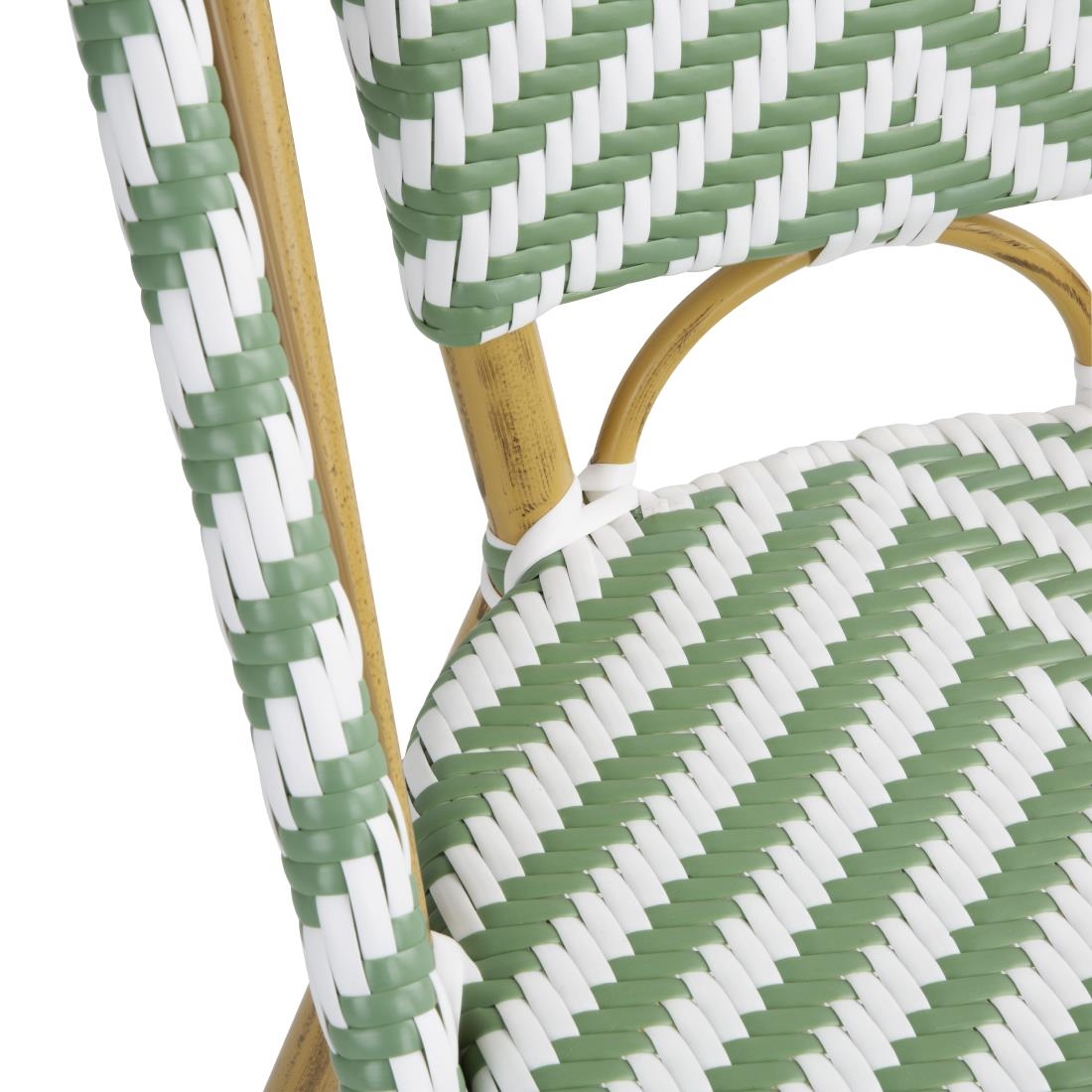 Bolero Parisian Style Rattan Side Chair Light Green (2 Pack) - Image 5