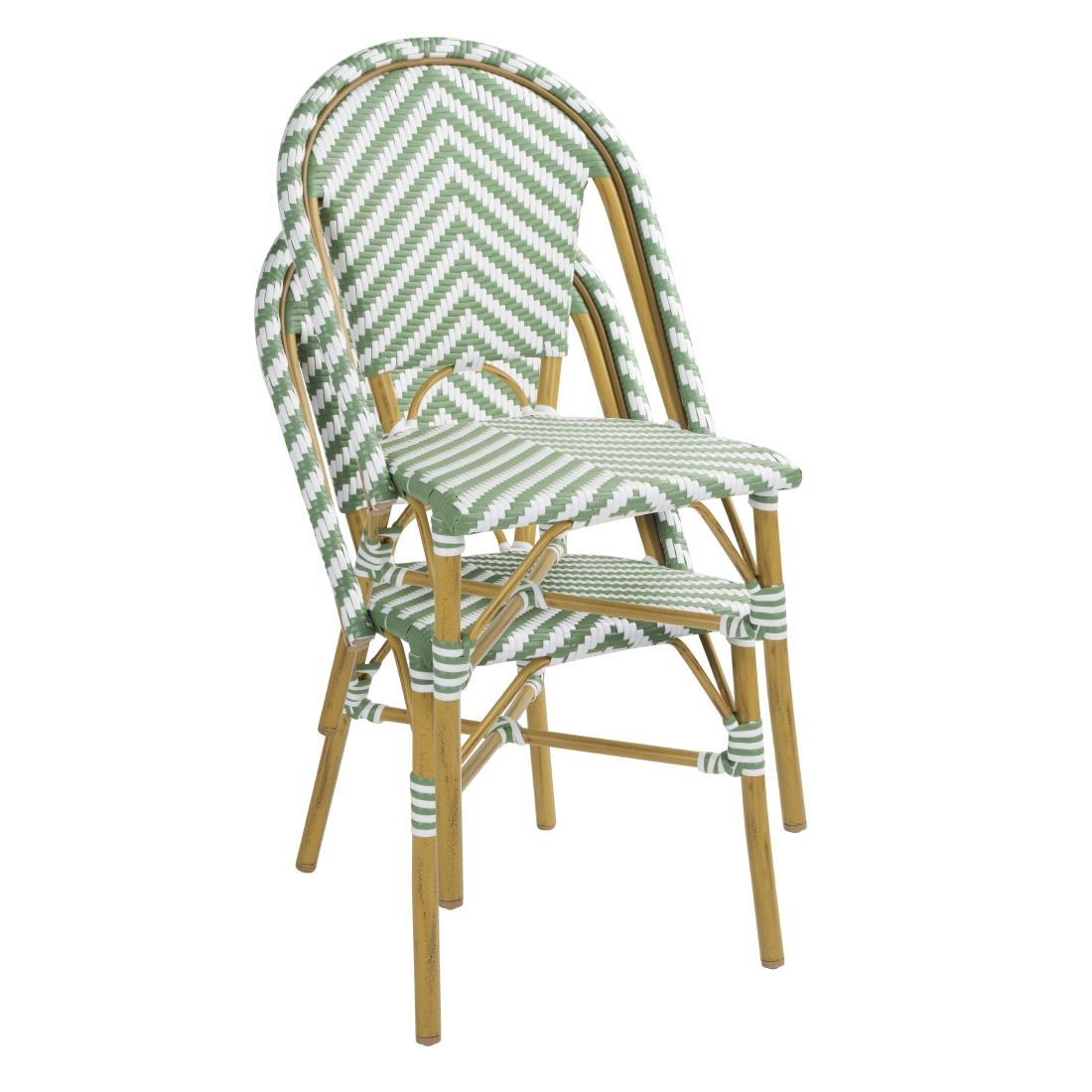 Bolero Parisian Style Rattan Side Chair Light Green (2 Pack) - Image 6
