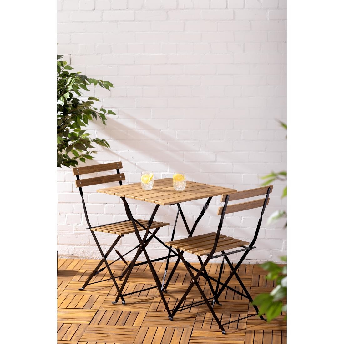 Bolero Perth Wood Effect Pavement Style Steel Folding Chairs (2 Pack) - Image 2