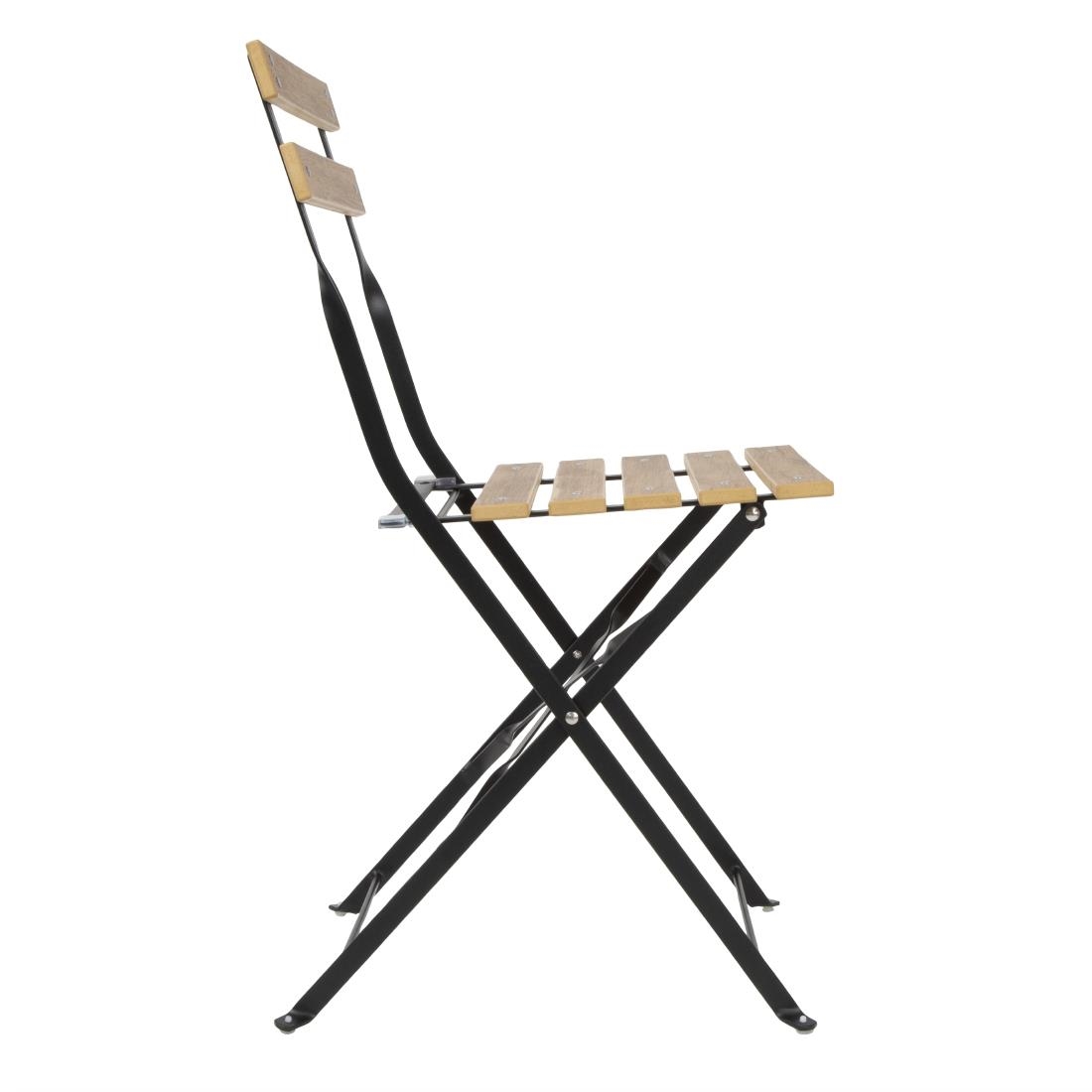 Bolero Perth Wood Effect Pavement Style Steel Folding Chairs (2 Pack) - Image 6