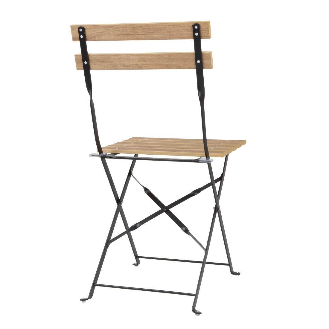 Bolero Perth Wood Effect Pavement Style Steel Folding Chairs (2 Pack) - Image 7