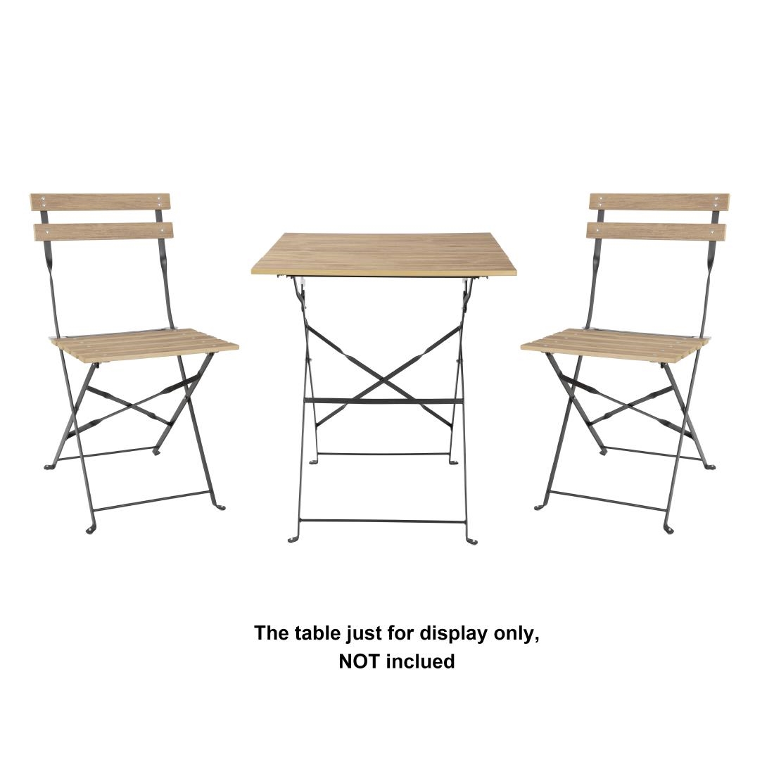 Bolero Perth Wood Effect Pavement Style Steel Folding Chairs (2 Pack) - Image 10