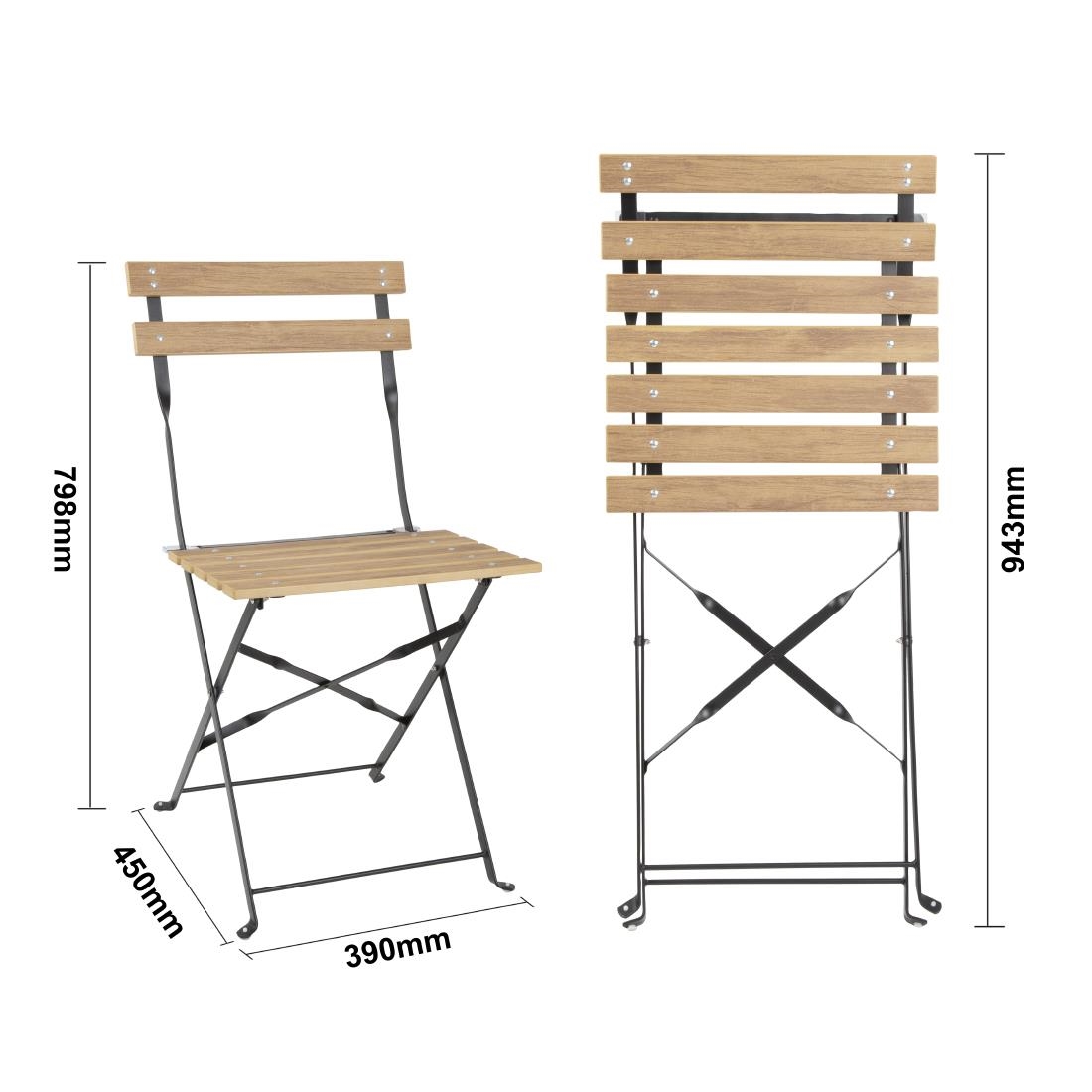 Bolero Perth Wood Effect Pavement Style Steel Folding Chairs (2 Pack) - Image 11