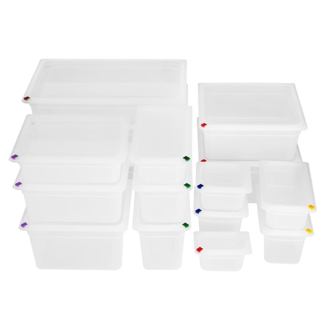 Hygiplas Click PP GN Container 1/3 with Lid & 7 Colour Clips 200mm 6.9Ltr (4 Pack) - Image 5
