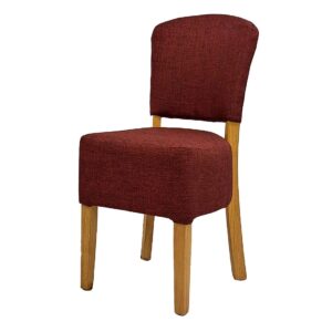 Hanoi Dining Chair In Soft Oak with Shetland Scarlet Seatpad (2 Pack)