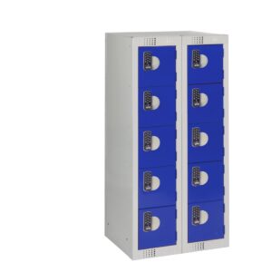 Ten Door Personal Effects Locker Blue Electronic Four-Digit Lock