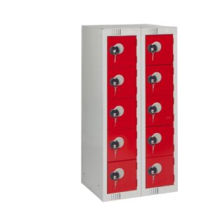 Ten Door Personal Effects Locker Red Coin Lock
