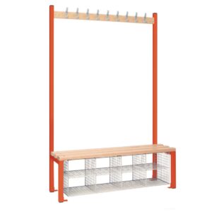 Single-Sided Island Seating with Mesh Basket Red 1200mm