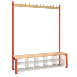 Single-Sided Island Seating with Mesh Basket Red 1500mm