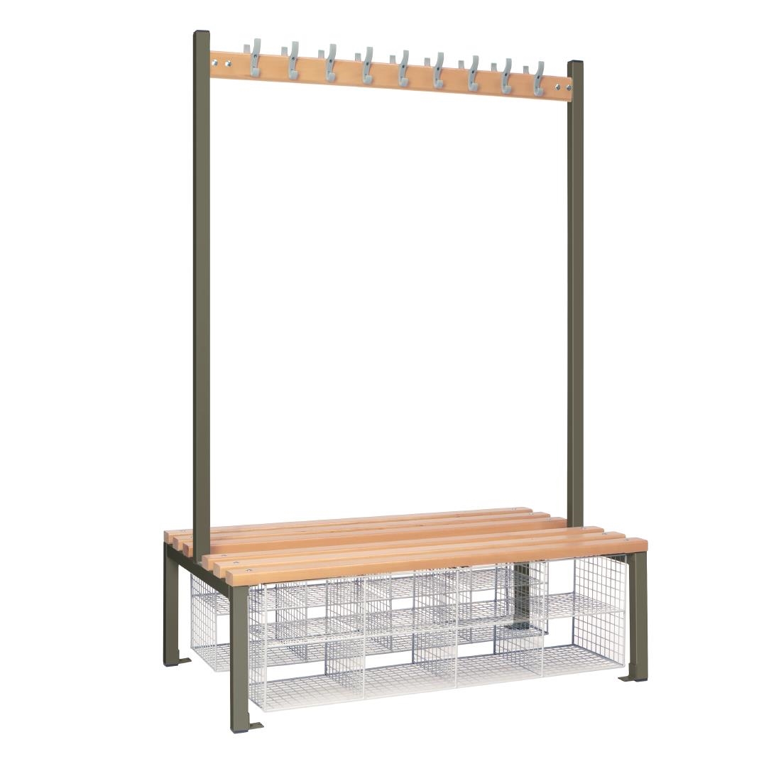 Double-Sided Island Seating with Mesh Basket Dark Grey 1200mm