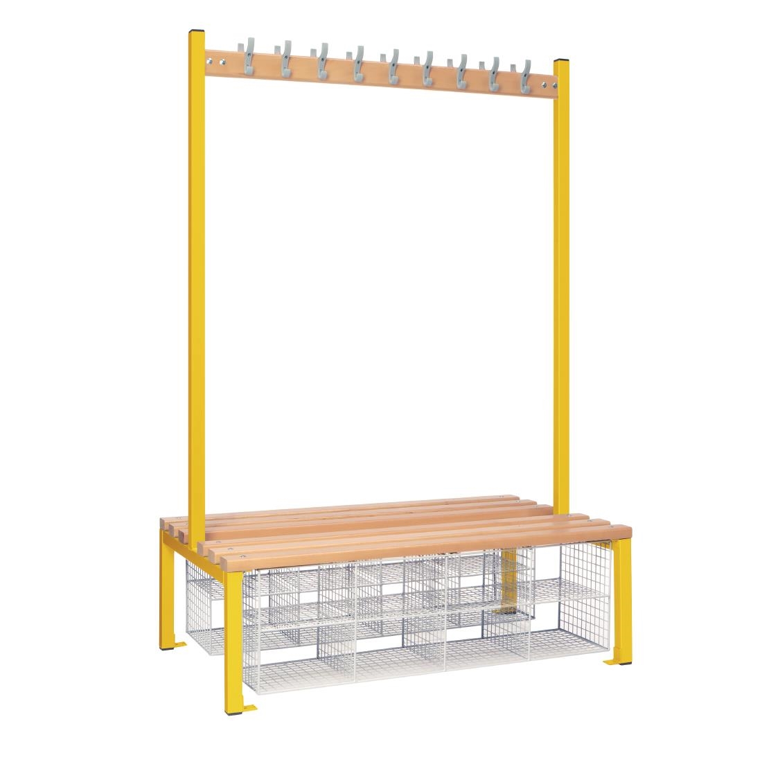 Double-Sided Island Seating with Mesh Basket Yellow 1200mm