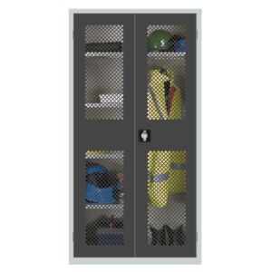 Clothing and Equipment Mesh-Fronted Cupboard Dark Grey