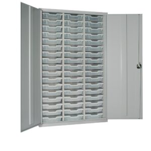 51 Tray High-Capacity Storage Cupboard - Grey with Transparent Trays
