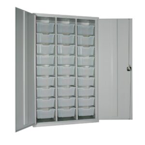 27 Tray High-Capacity Storage Cupboard - Grey with Transparent Trays