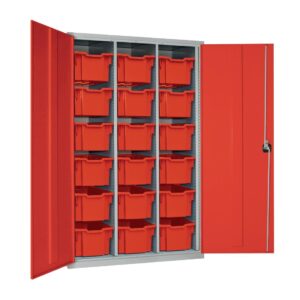 18 Tray High-Capacity Storage Cupboard - Red with Red Trays
