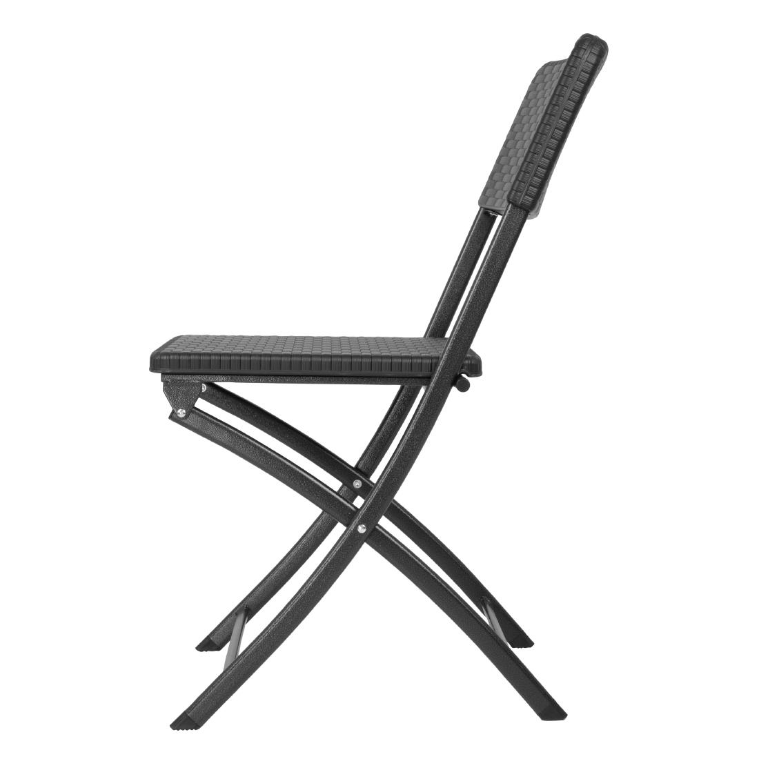 Bolero Rattan Folding Chair Black (2 Pack) - Image 2