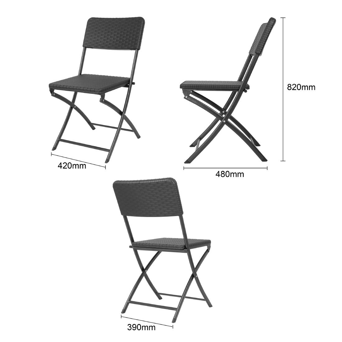 Bolero Rattan Folding Chair Black (2 Pack) - Image 5