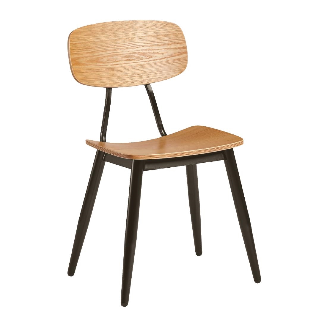 Juna Side Chair Ply Oak & Black Steel (2 Pack)