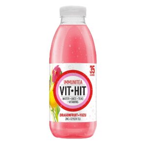 VITHIT Immunitea Dragonfruit & Yuzu Vitamin Water 500ml (12 Pack)
