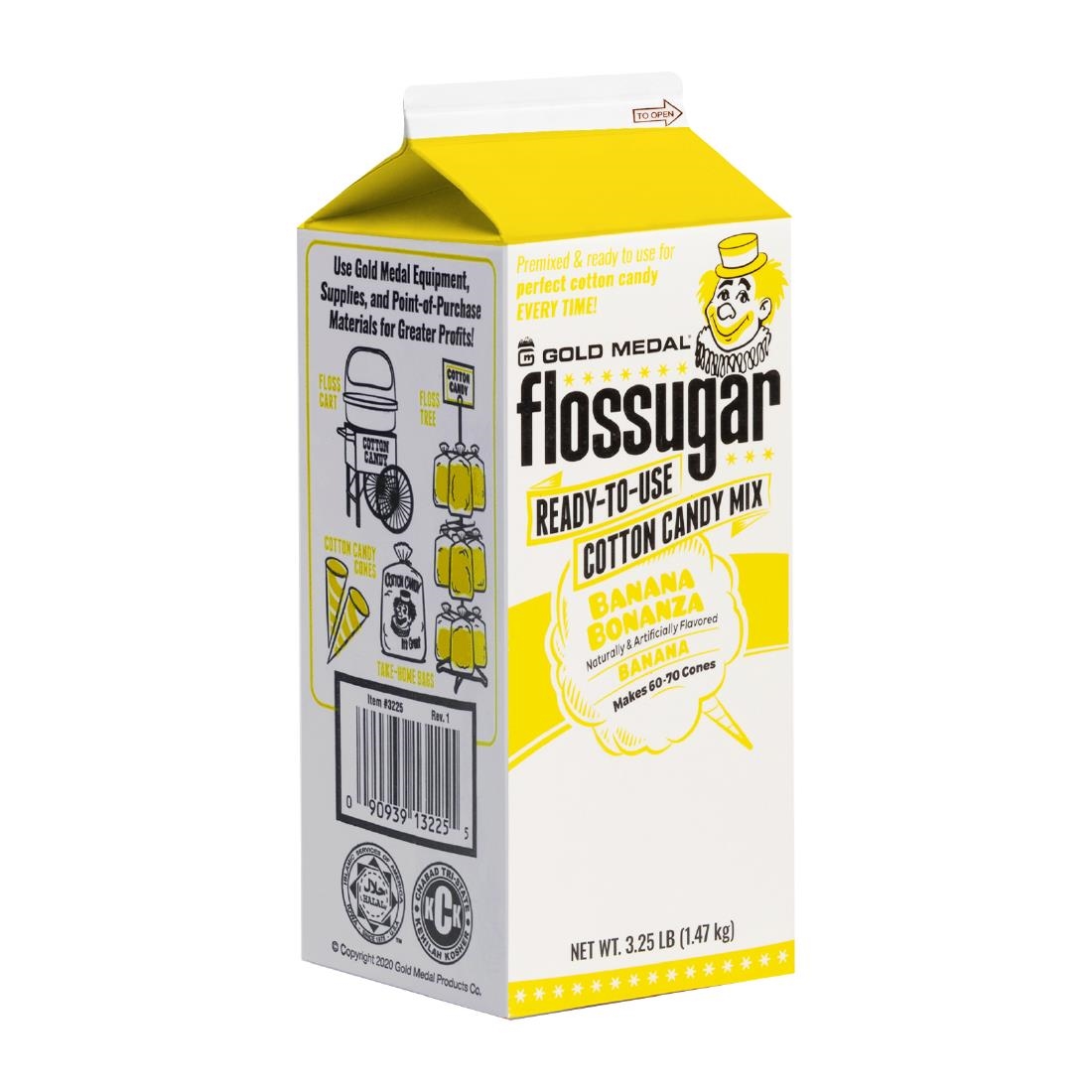 Flossugar Banana Ready to Use Cotton Candy Mix 1.47kg - Image 3