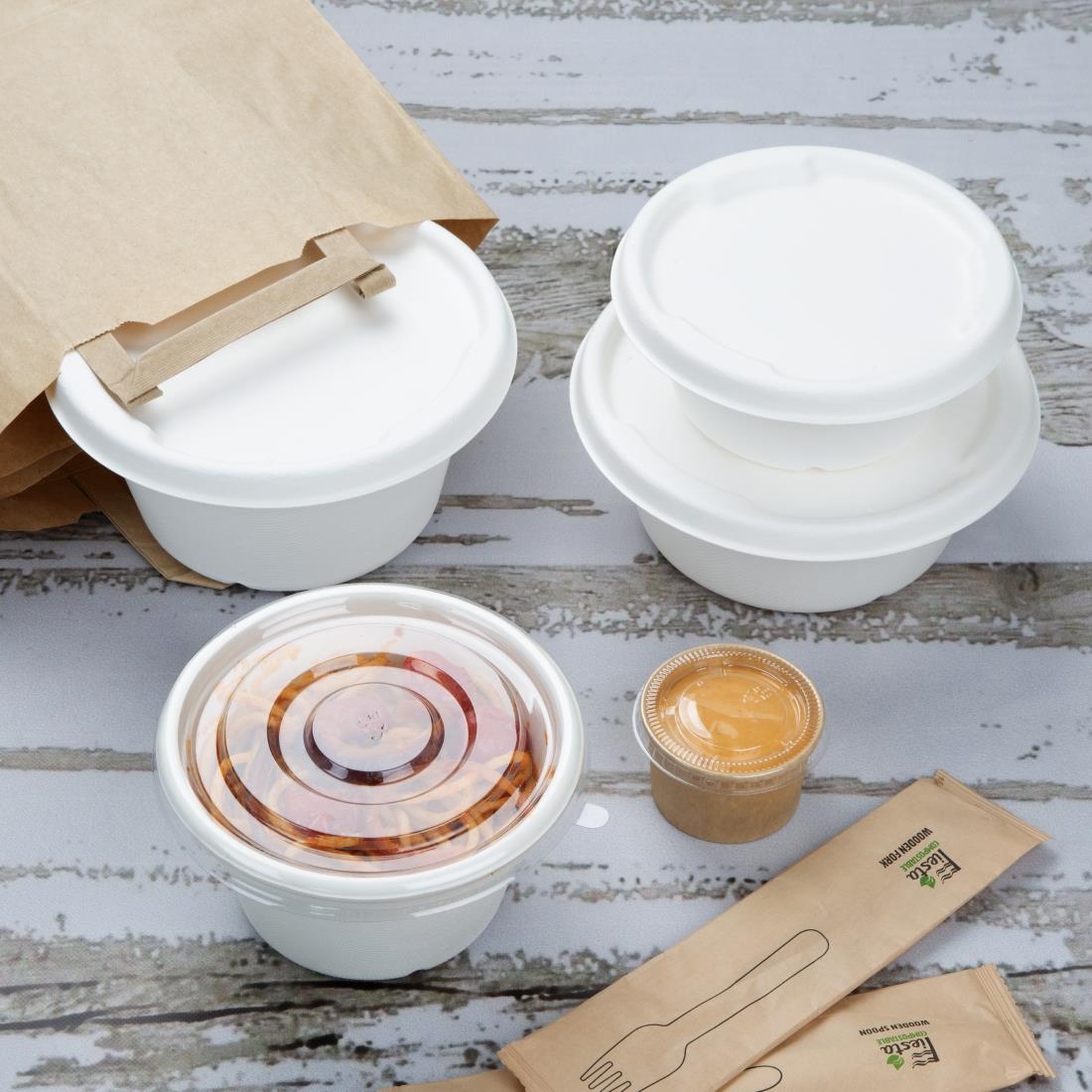 Fiesta Compostable Bagasse Lids for 750/900ml Bowl Bases (50 Pack) - Image 6