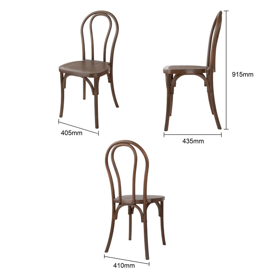 Bolero Soho Bentwood Style Resin Chairs Walnut (4 Pack) - Image 5