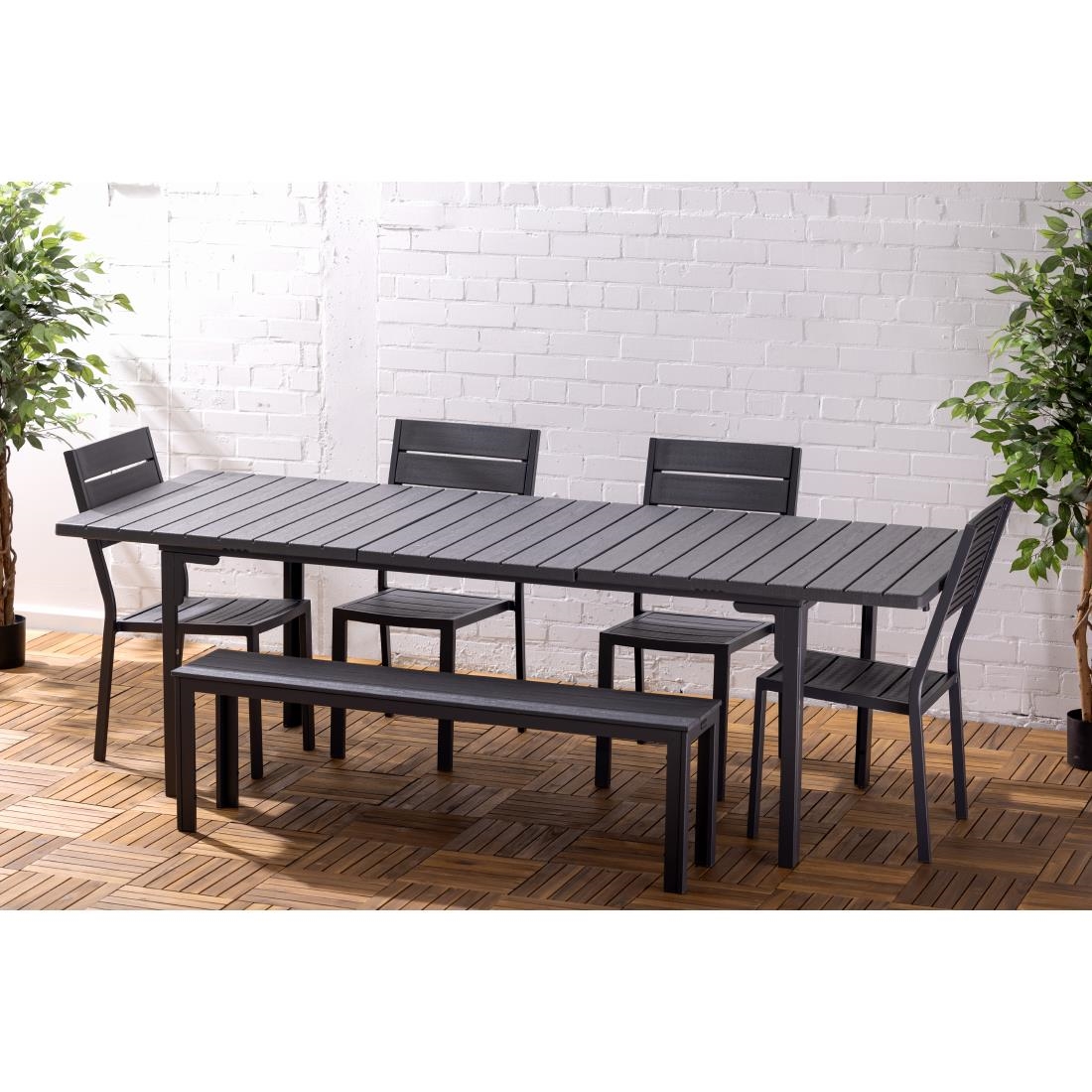 Bolero Valletta Grey Slatted Benches (2 Pack) - Image 2