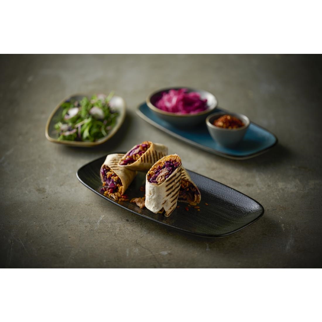 Churchill Stonecast Raw Grey Oblong Chefs Plates 180x 100mm (12 Pack) - Image 3